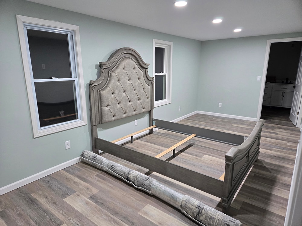 2 story home addition — completed master bedroom with new windows and flooring — Findlay, Ohio