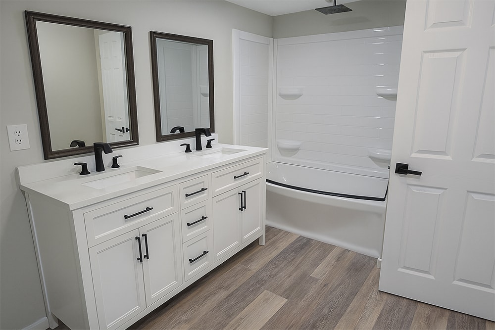 2 story home addition — completed master bathroom with double vanity and tub — Findlay, Ohio