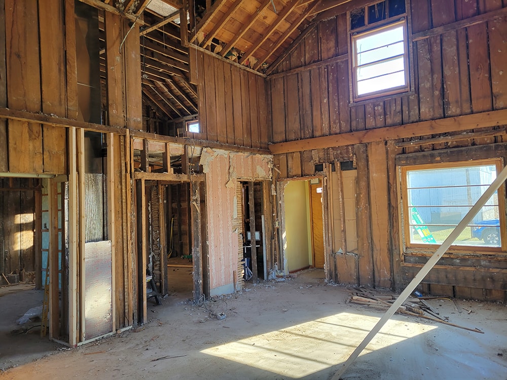 Entire house remodel — during: new exterior siding and soffit installation — Arlington, Ohio