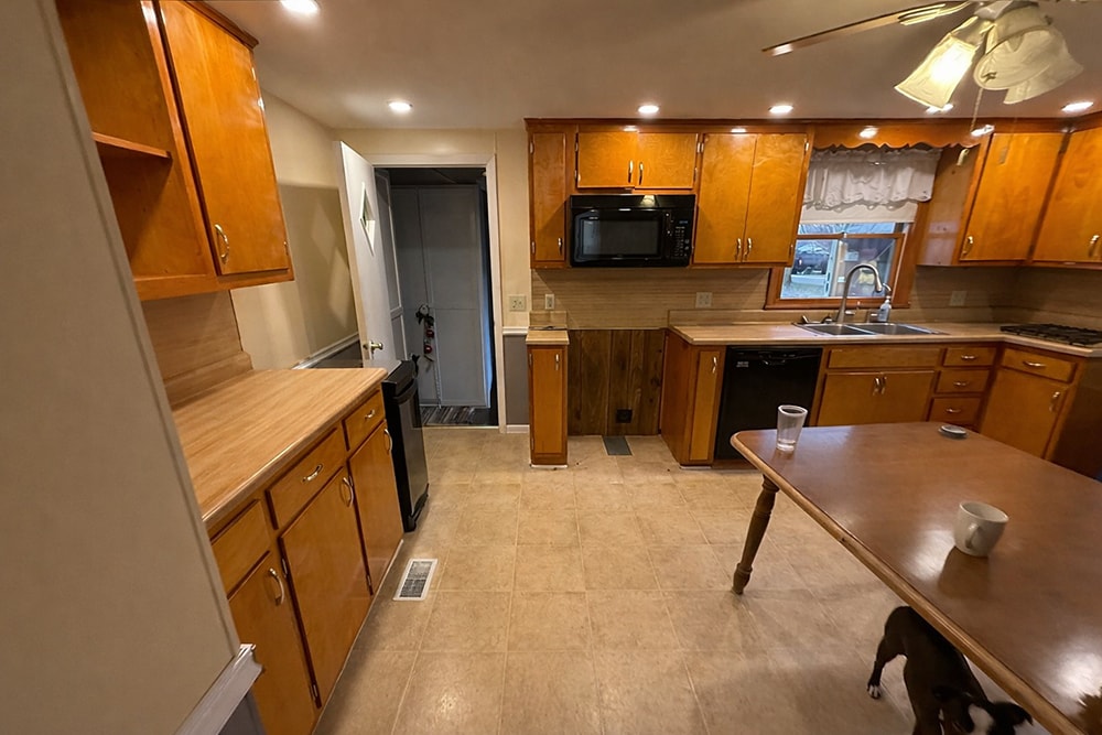 Kitchen remodel after — new cabinets and countertops in Findlay, Ohio