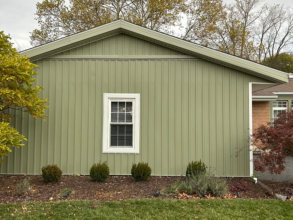 New board and batten siding — garage gable end — Findlay, Ohio