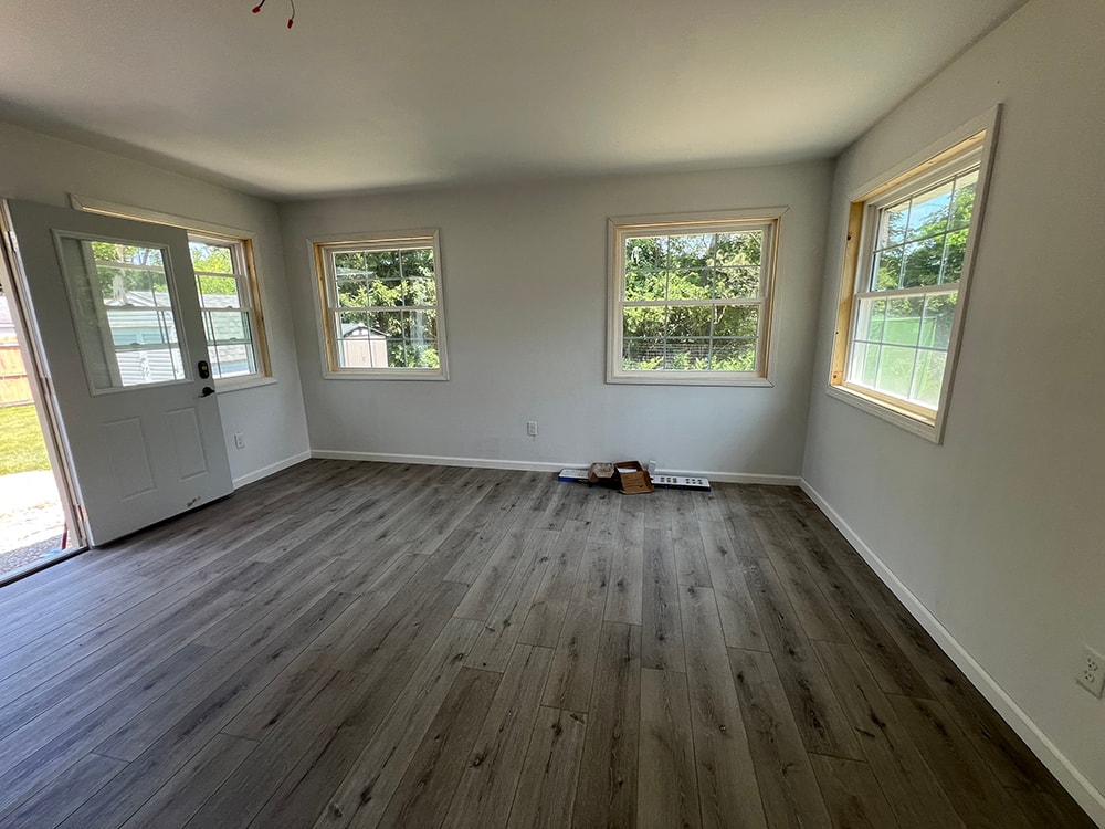 Small home addition — interior finished room with hardwood floors and windows — Findlay, Ohio