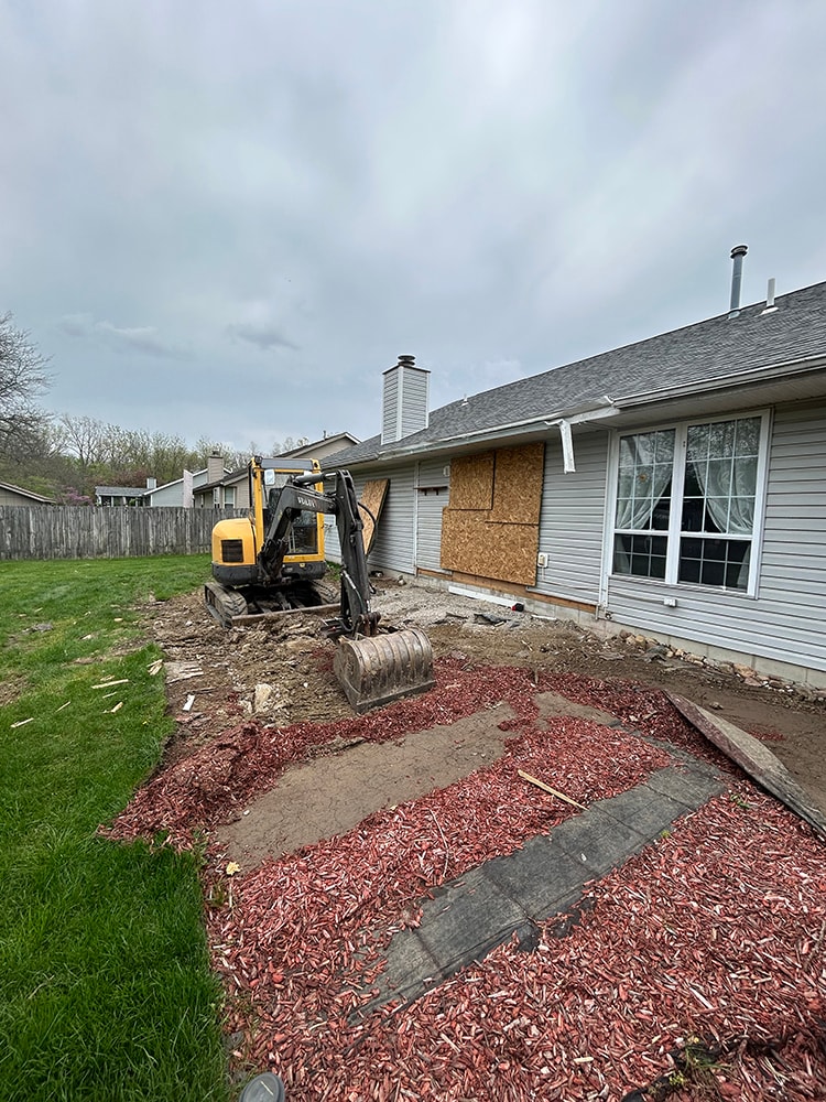 Small home addition — excavation with mini excavator — Findlay, Ohio